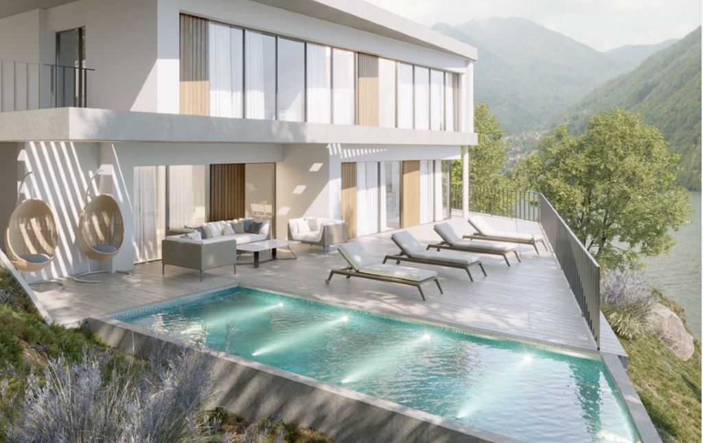 Comer See Argegno Moderne Villa mit Schwimmbad, Terrassen und Seeblick